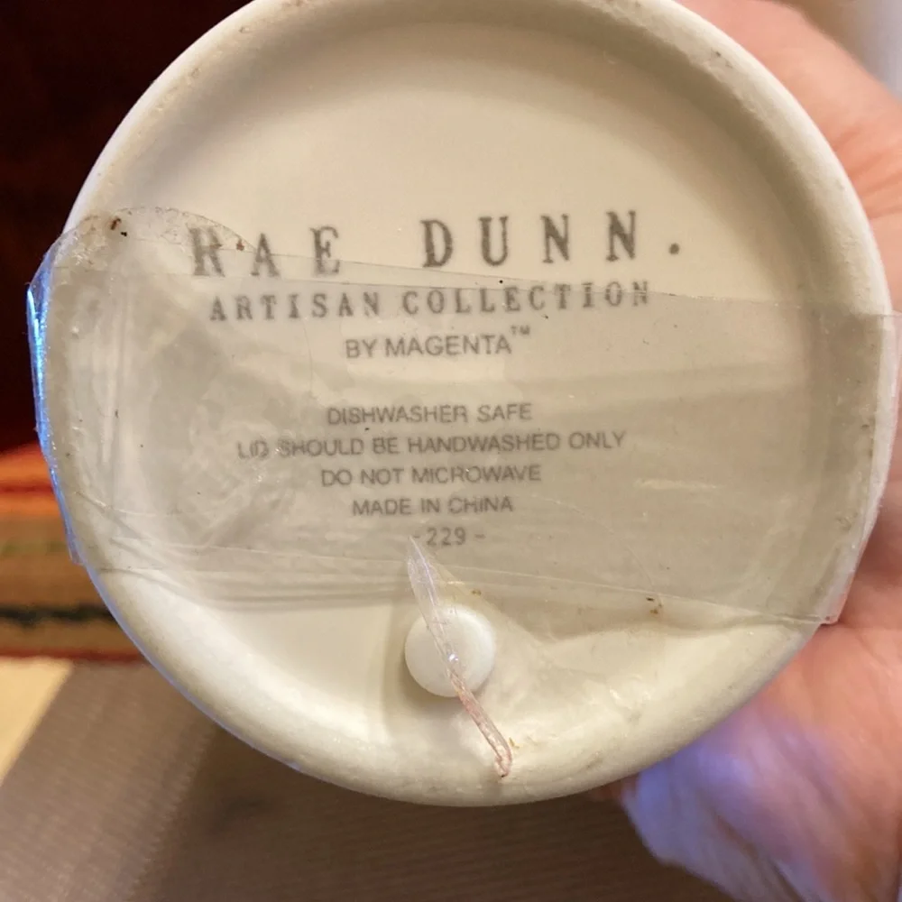 NWT Rae Dunn “pumpkin Spice” ceramic mug with lid 16 oz travel mug